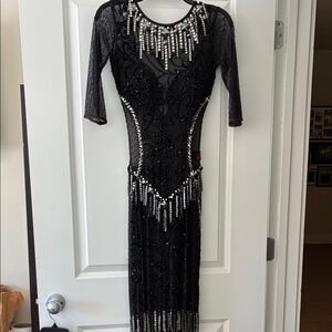 Elegant Black Sequin Long Sleeve Dress